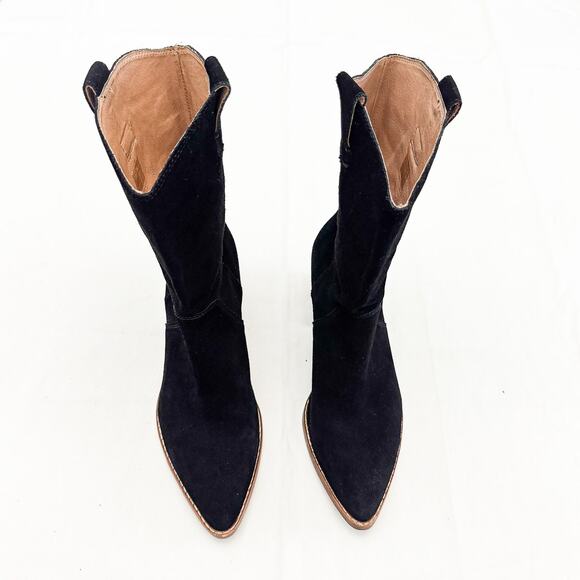 Madewell The Cassity Tall Western Boot in Suede Black Suede Size 9 - Picture 1 of 6